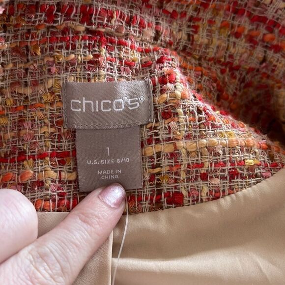 NWT- Chico's- Pink Embellish Jaqueline Tweed Jacket Blazer, Size M (8/10) - Picture 7 of 8